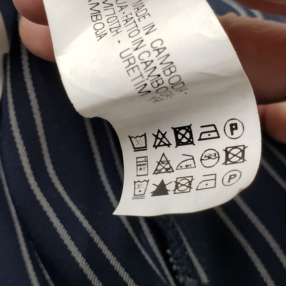 Zara Dark Navy White Striped Women's Relaxed Smoking Jacket Blazer Large - Picture 12 of 15